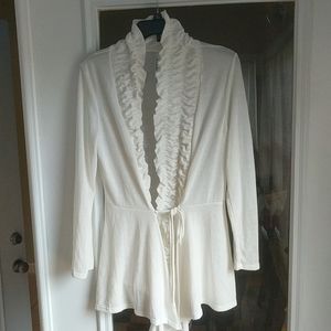 Off white ruffled cardigan